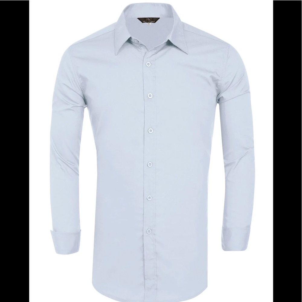 ❤️‍🔥NWT! Mens slim Fit Casual Baby Blue Collared Button down Dress Shirt❤️‍🔥